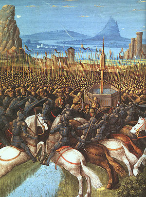 Spätmittelalterliche Darstellung der Schlacht